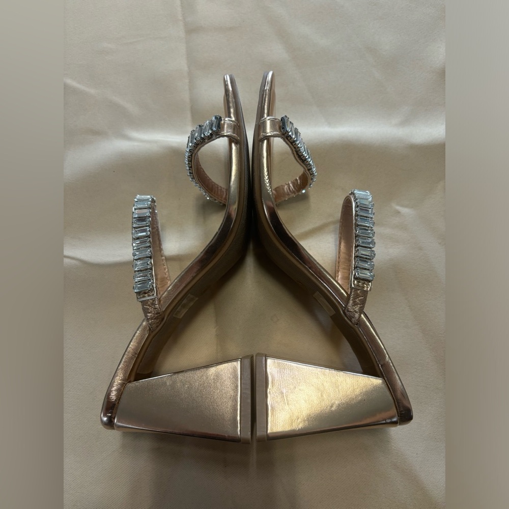 Wild Diva Gold Crystal Embellished Heels - Picture 3 of 15